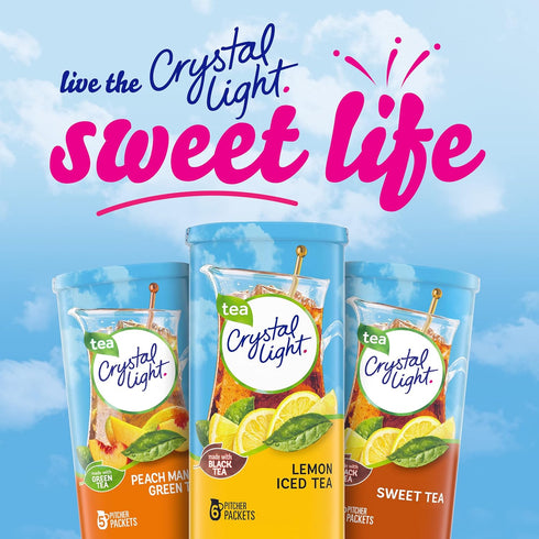 6 Count (Pack 12) Crystal Light Sugar-Free Lemon Iced Tea Naturally Flavored Powdered Drink Mix