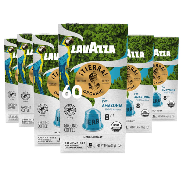 Lavazza TIERRA AMAZONIA USDA ORGANIC Espresso Aluminum Capsules Compatible with Nespresso Original