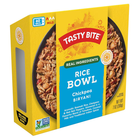 7 (Pack 6) Tasty Bite Chickpea Biryani Rice Bowl, Ready to Eat, Microwaveable, Gluten Free, Ounce