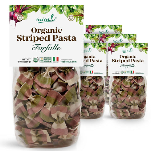 Food to Live Organic Striped Farfalle Pasta, 8.8 oz (Pack of 6)