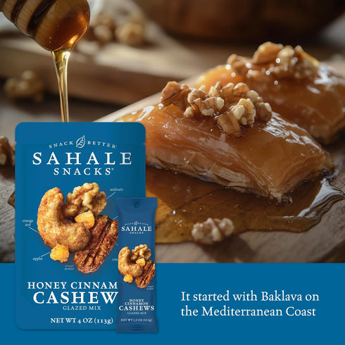 4 (Pack 6) Sahale Snacks Honey Cinnamon Cashews Glazed Mix, Ounce