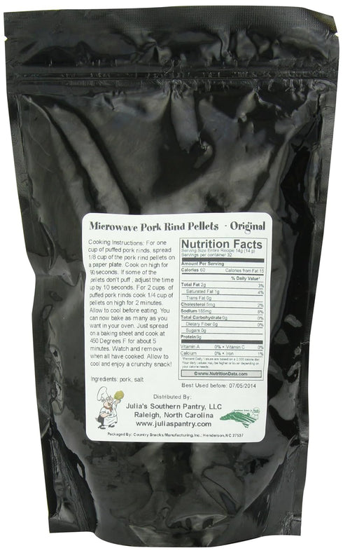 Chef Piggy Tail Free,16 Microwave Pork Puffies Pork Rinds, Original, Gluten Ounce