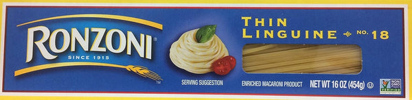 Ronzoni Thin Linguine Macaroni 16 Oz. Pack Of 3.