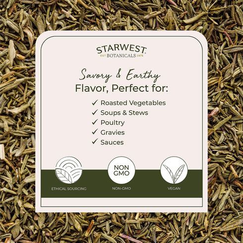 1 lb Starwest Botanicals Organic Dried Thyme Leaves - Seasoning Spice for Cooking, Loose Leaf Herb for Tea, Cut