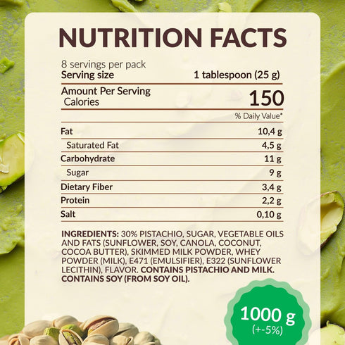 (35.27 oz 1000 Premium Pistachio Cream Spread / G) Ideal for Dubai Chocolate Bar Recipes, Gluten-Free, Cream Cheese