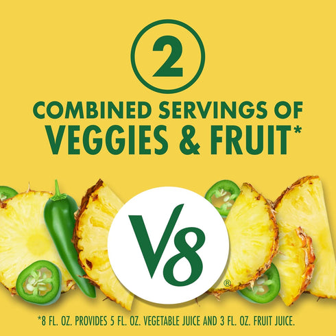 V8 100% 8 oz (24 Pack) Pineapple Jalapeno Fruit and Vegetable Juice, fl Can