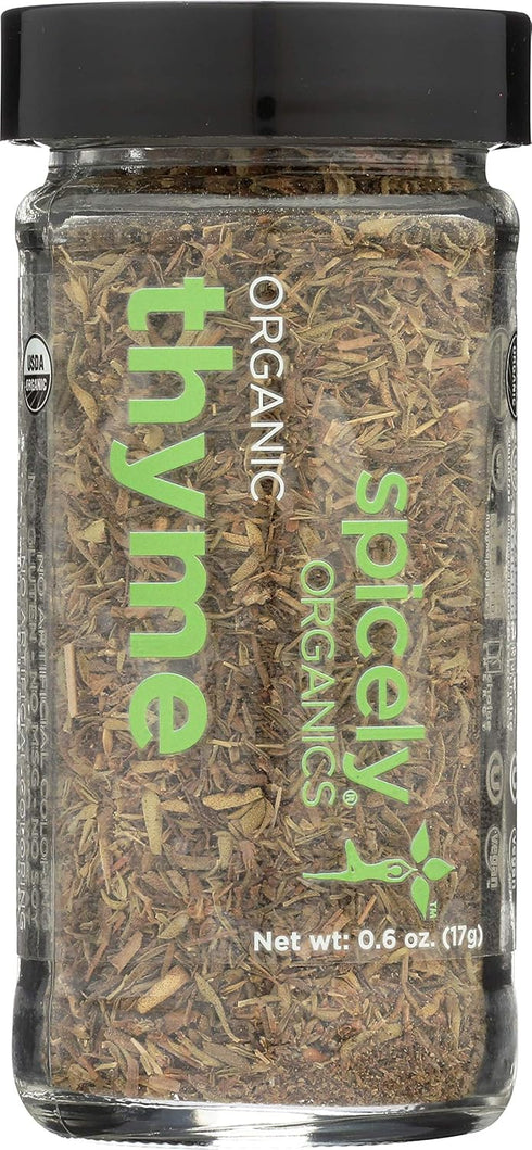 Spicely Organic Thyme 0.60 Ounce Jar, Certified Gluten Free