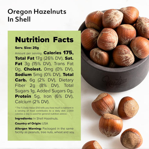Packed (2 LBS) NUTS U.S. - Oregon Hazelnuts In shell | Whole, Raw and Unsalted | No Added Flavor and NON-GMO | Fresh