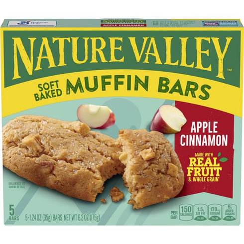 5 6.2 OZ (Pack 8) Nature Valley Soft-Baked Muffin Bars, Apple Cinnamon, Snack Bars, Bars