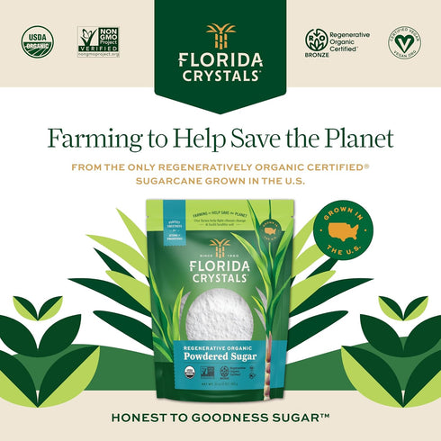 16 oz (1 lb) (Pack 2) Florida Crystals Organic Regenerative Organic Powdered Sugar