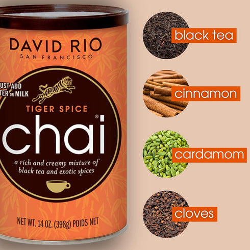 Tiger Spice Chai Tea Latte Mix, 14 Oz, Organic Spices, Black Tea, Dairy Free, 14 Servings