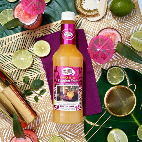 1 (33.8 Oz), Pack 3 Master of Mixes Passion Fruit Drink Mix, Ready To Use, Liter Bottle Fl