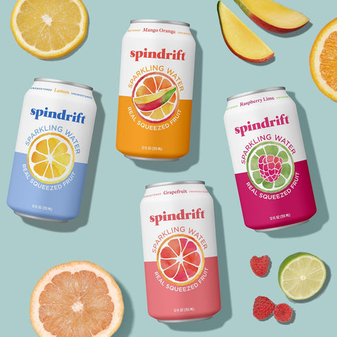 4 Pack, 12 Oz (Pack 20) Spindrift Sparkling Water, Flavor Variety Made with Real Squeezed Fruit, Fl