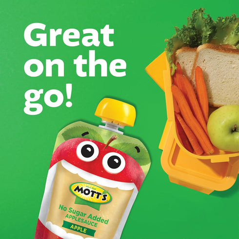 3.2 Oz 48 Count (4 Packs 12), Mott's No Sugar Added Applesauce, Clear Pouches, Of Good Source Of Vitamin C, No