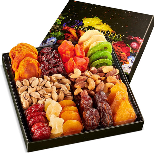 Dried Fruit & Nuts Gift Basket Arrangement Platter, Gourmet Food Snack Box,