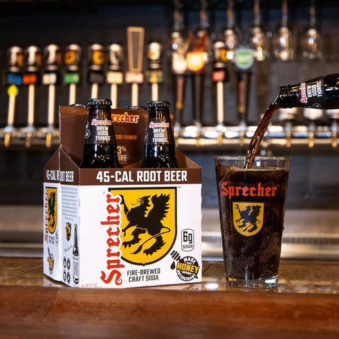 Sprecher 16 oz (12 Pack), Low Cal Root Beer in fl Glass Bottles Fire Brewed Low Calorie Craft Root Beer with Real
