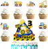 SugarGera Construction Cake Toppers for Kids Engineering Themed Happy 3rd Birthday Dump Truck,