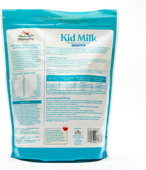4 lbs Manna Pro Goat Kid Milk Replacer, High in Protein to Support Growth, Powered by Opti-Gut to Support Gut Health