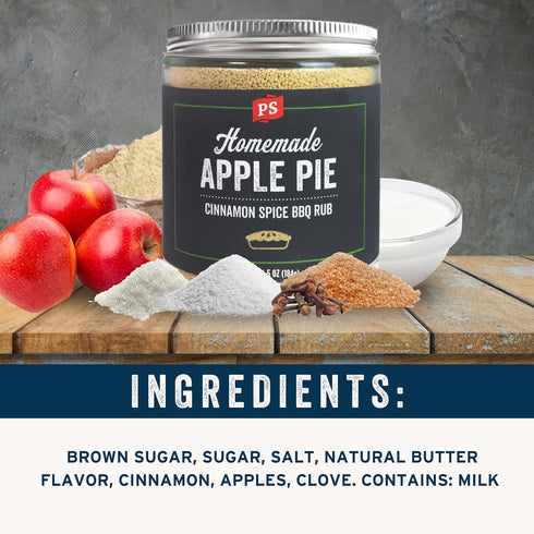 PS Seasoning Apple Pie Rub - Sweet and Smoky BBQ Dry Rub for Ribs, Pork Tenderloin, Turkey, Pork Chops