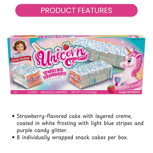 6 48 Little Debbie Unicorn Cakes, Boxes, Individually Wrapped Strawberry Cakes