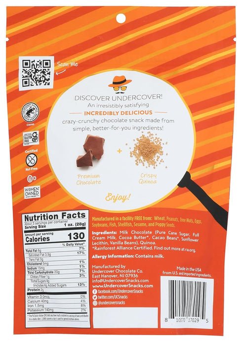 Undercover 3 OZ Chocolate Co Milk Chocolate Quinoa Crisps