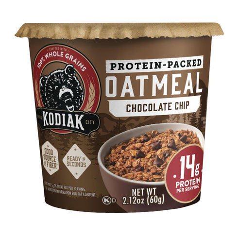2.12oz (Pack 12) Kodiak Cakes Instant Protein Chocolate Chip Oatmeal in a Cup