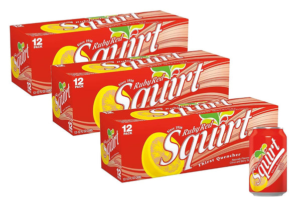 Squirt Ruby Red Grapefruit Soda Soft Drink Cans - 3 Cases (36