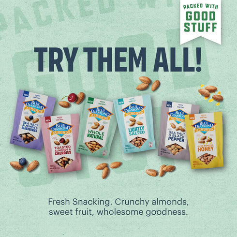 8 (Pack 2) Blue Diamond Almonds, Premium Roasted Honey Snack Nuts For Sweet Treats, With Dessert, or Healthy Choice