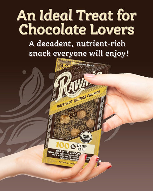 2.12 oz, Pack 1 Rawmio Hazelnut Quinoa Crunch Bark - Vegan Chocolate Bars