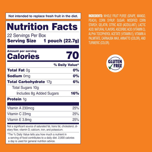 5oz Packs (Pack 12) Welch's Fruit Snacks, Mango Peach Snack Box, Gluten Free, Snack