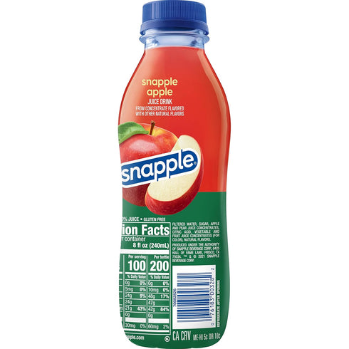 16 Oz 10% 12 Pack Snapple Apple Juice Drink, Fl Recycled Plastic Bottle, All Natural, No Artificial Flavors
