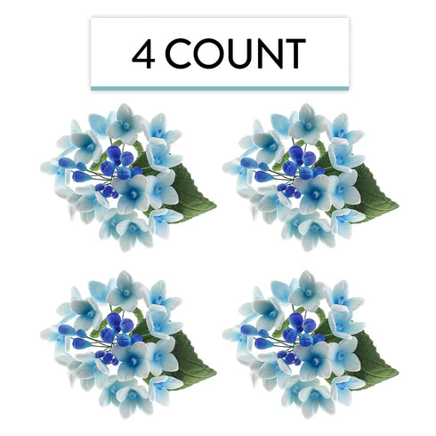4 Count Global Sugar Art Hydrangea Blossoms Spray Sugar Cake Flowers, Blue/Purple, by Chef Alan Tetreault