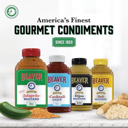 13 oz Beaver Brand Extra Hot Jalapeo Mustard, Spicy Mustard with Jalapeo and Cayenne, Squeeze Bottle