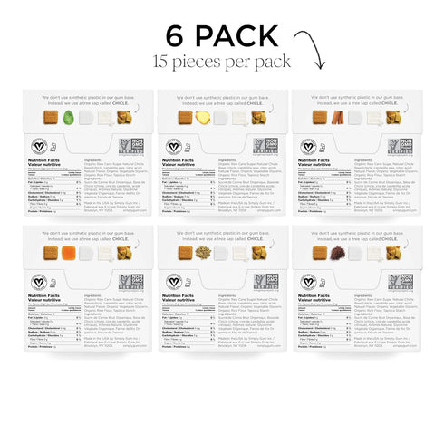 Simply Gum Variety Pack, Peppermint, Cinnamon, Ginger, Fennel, Maple, Coffee