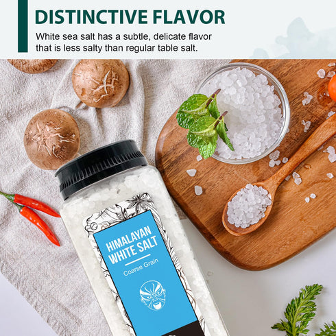 39 oz (2.4 lb) 1100g, Soeos Himalayan White Salt, Coarse Grain, Natural Cooking and Finishing Salt, deal for Seasoning