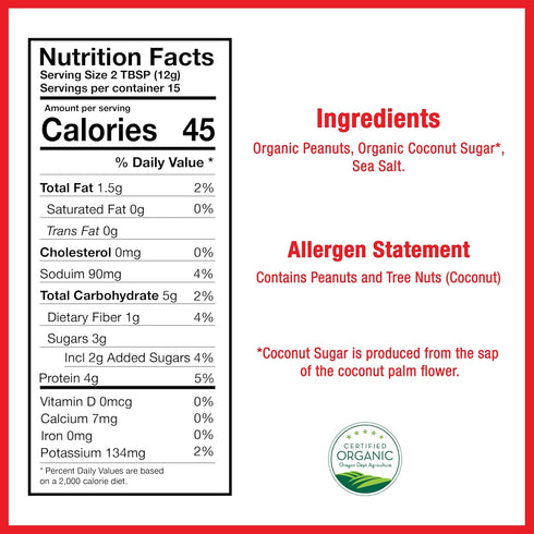 Betty Lou's Organic Powdered Peanut Butter, Gluten Free, Vegan, Low Calorie, 6.35 Oz