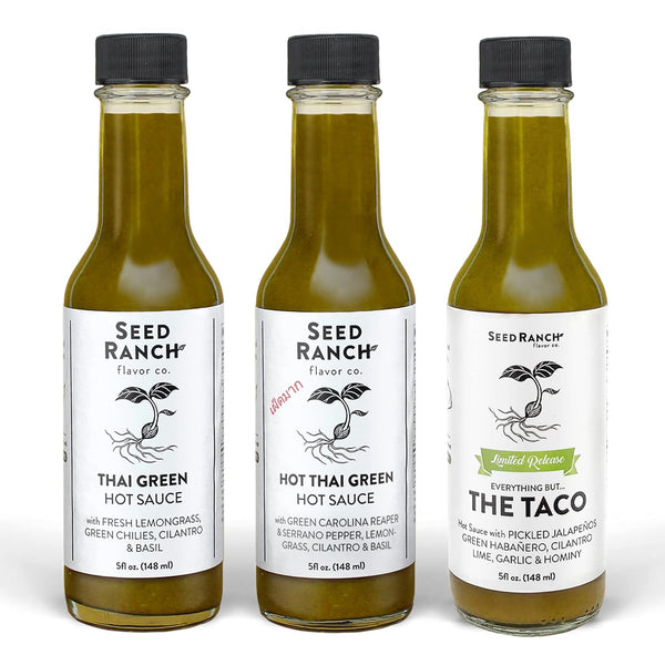 Seed Ranch Green Sauce Variety Bundle, 3 Pack - Thai Green, Hot