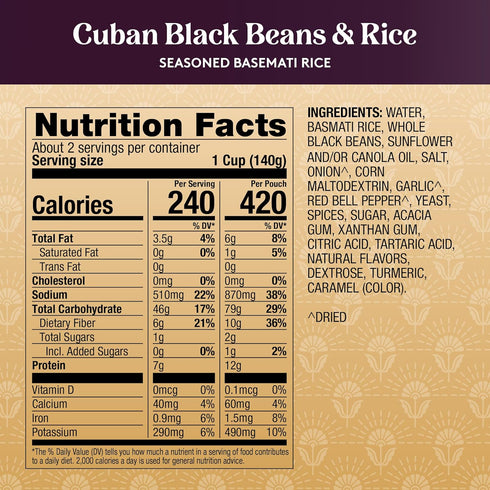 8.5 oz (Pack 6) Royal Cuban Black Beans & Basmati Rice - Ready to Heat Microwavable Pouch