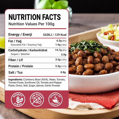 14,1 100% Duru Cranberry Beans in Tomato Sauce, Ounces, Open and Eat, Natural, BPA Free, No Trans Fat, Non-GMO, No