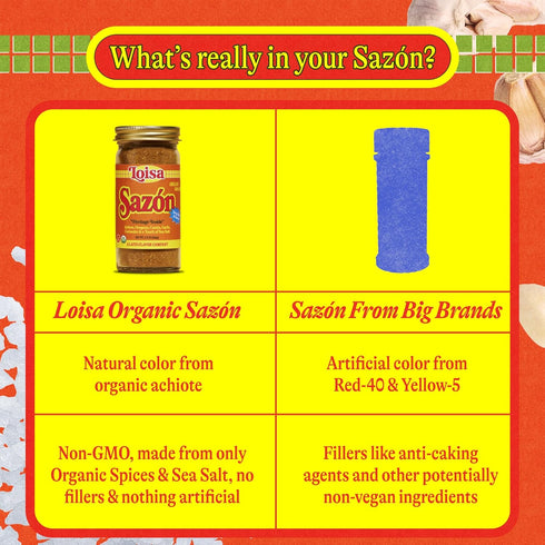 Loisa Adobo + Sazon Duo - USDA Organic, Non-GMO, No-MSG, No Preservatives, No Artificial Coloring, No Artificial