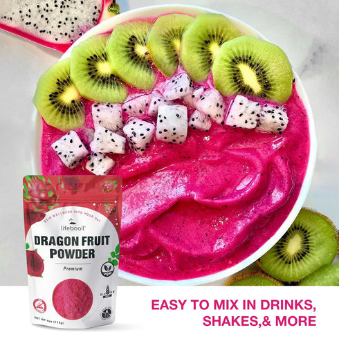 Preservatives,4oz Red Dragon Fruit Powder for Baking & Drink,Pink Pitaya Powder,Vegan,Non-GMO,Gluten Free,No Additives
