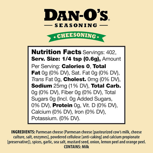 Dan-O's Cheesoning Seasoning, Medium Bottle, 7.6 oz
