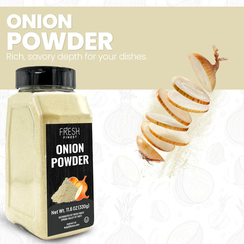 11oz (330G) Packed Fresh Finest Onion Powder - - Premium Ground Onions for Authentic Flavor, in a Durable Container