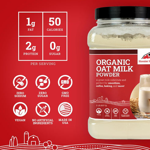 2LB (Pack 1) Hoosier Hill Farm Organic Oat Milk Powder