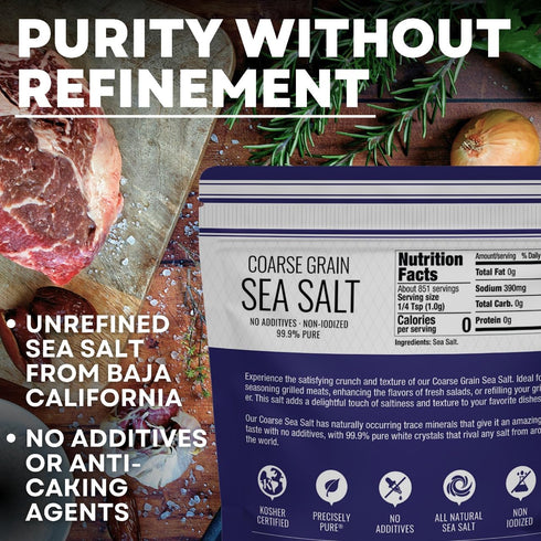 30 oz Sea Salt Superstore Coarse Sea for Grinder Refill, Coarse Grain Kosher, Non-Iodized for Cooking, Mineral-Rich