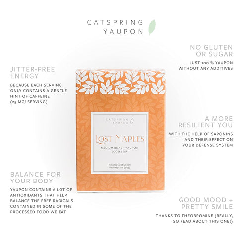 CatSpring Yaupon Lost Maples Medium Yaupon Box of Loose Leaf Yaupon, Naturally Caffeinated, 2-Ounce