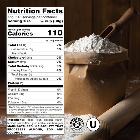 1:1 3 lbs Just About Foods All Purpose Flour Gluten-Free, New Improved Formula, All-Purpose Substitute for Wheat Flour