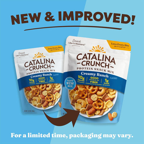 10g 1g 5.25 (Pack 3) Packaging Catalina Crunch Protein Snack Mix | Protein, Sugar per Serving | Good Source of Fiber