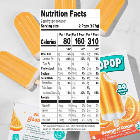 4 Count Goodpop - Dairy Free Orange & Cream Bars - Non-Gmo, Gluten Free