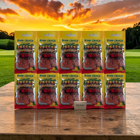 BNDLDEALZ 10 Pack (12g Jamaican Peppered Shrimp Bundle Each) Featuring Home Choice Dried Peppered Seafood Snack, Spicy